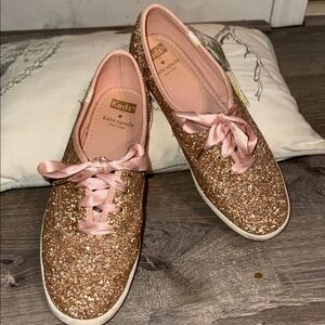 Keds x Kate Spade Women's Glitter Sneakers - Pink Gold 9